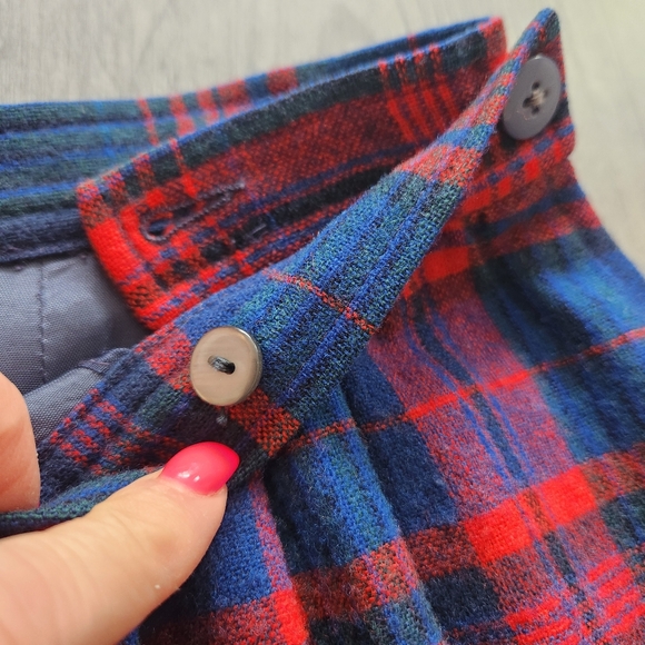 Vintage Pendleton 100% Virgin Wool Plaid Midi Skirt Blue And Red Women's Size 10 - Picture 6 of 10